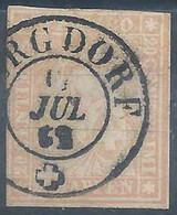 Strubel 25G, 20 Rp.blassorangegelb  BURGDORF         1862 - Gebraucht