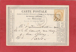 GC 2145 Lyon (Rhône) Cérès N° 59 1873 Vers Paris - Voorloper Kaarten