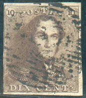 N°1 - Epaulette 10 Centimes Brun-CHROME, Tb Amrgée Et Effigie Dégagée.  Belle Nuance Lumineuse. - 18438 - 1849 Epauletten