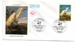 FDC--1995--J.J  AUDUBON --Aigrette Neigeuse (oiseau)...................cachet  PARIS-75.............à Saisir - 1990-1999