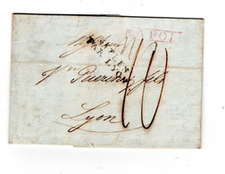 1808 , Red  "NAPOLI " Scarce  " NAPLES PAR LYON " To Lyon -France , A5015 - Entry Postmarks