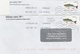 FRANCE  TIMBRE POISSON AVEC SPECTACULAIRE VARIETE DE PIQUAGE SUR LETTRE (AVEC NORMAL POUR COMPARAISON) - Cartas & Documentos