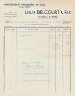 Facture - Louis Delcourt & Fils -  Pantoufles Et Chaussures En Gros  - Wiers - 1954 - Straßenhandel Und Kleingewerbe