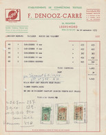 Facture - F. Denooz-Carré -  Confections Textiles  - Leers-Nord - 1953 - Artigianato