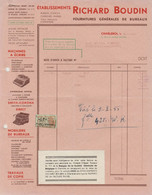Facture - Etablissements Richard Boudin - Fournitures Générales De Bureaux - Charleroi - 1954 ( Bis ) - Artigianato