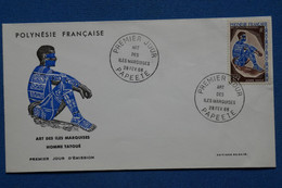 W3 POLYNESIE  BELLE LETTRE FDC DECOREE 1968 PREMIER JOUR  MARQUISES   + AFF. PLAISANT - FDC