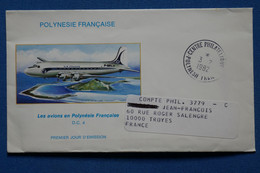 W3 POLYNESIE BELLE LETTRE 1982  PREMIER JOUR POUR TROYES + AFF. PLAISANT - Cartas & Documentos