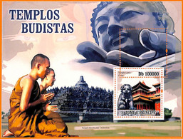 A6774 - SAO TOME & PRINCIPE, Error, 2009, MISPERF SOUVENIR SHEET: Buddhist Temples, China - Buddhism