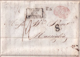 1836 - ENTREE ITALIE Par ANTIBES - LETTRE De NAPLES => MARSEILLE - Entry Postmarks