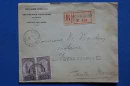 W3 MAROC BELLE LETTRE  1920  RABAT  POUR CHAUMONT + PAIRE DE T.P+ AFF. INTERESSANT - Storia Postale