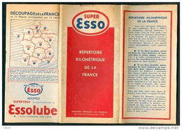 ESSO : Ancien Répertoire Kilometrique De La France, 13 Régions De La France En Tableau Individuel (17 Cm Sur 25 Cm) - Carte Stradali