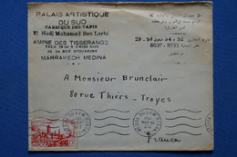 W3 MAROC BELLE LETTRE CENSUREE 1951 MARRAKESH   POUR TROYES + AFF. INTERESSANT - Storia Postale