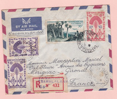 Lettre 1955 Madagascar Tananarive Pour Mérignac Gironde, 9 Timbres . France Libre - Briefe U. Dokumente