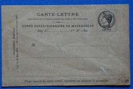 W4 MADAGASCAR  BELLE CARTE CORPS EXPEDITIONNAIRE RARE   1895 NON VOYAGEE+ AFFRANCHI. PLAISANT - Lettres & Documents