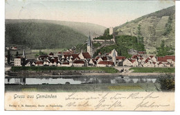 1855t: AK Gruss Aus Gemünden, Gelaufen 1906 Nach Vöslau Bei Wien - Gemünden