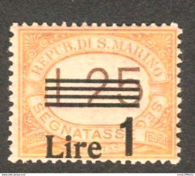 SAN MARINO 1936 SEGNATASSE 25 L. SU 1 L. ** MNH - Postage Due