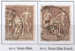 France - Sage (type I) - N°67 - 2 Ex. Oblitérés - Brun-lilas Et Brun-lilas Foncé - 1876-1878 Sage (Tipo I)