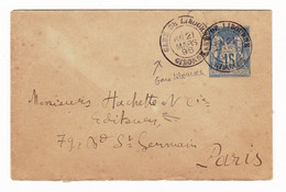 Enveloppe 1896 Entier Postal Type Paix Cachet Gare De Libourne Gironde - Standaardomslagen En TSC (Voor 1995)