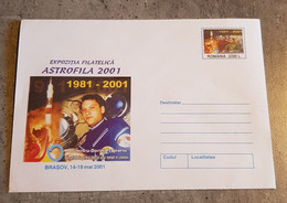 ROMÂNIA PHILATELIC EXHIBITION ASTROFILA 2001 D. DORIN PRUNARIU POSTAL STATIONERY - Entiers Postaux