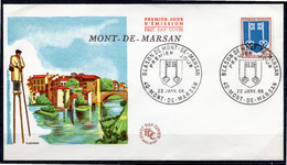 FDC FRANCE 1966 - N° 1470 - 25 C. Brun-rouge Et Bleu - Blason De Mont-de-Marsan - 1960-1969