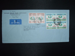 LETTRE Par Avion Pour BELGIQUE TP EXPO 70 25c BLOC DE 4 + 15c PAIRE OBL.15 SP 70 HONG KONG + BANQUE BELGE POUR L'ETRANGE - Storia Postale