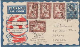 Nigeria First Flight Cover 1936 Lagos - Athens Greece By Imperial Airways - Covers & Documents