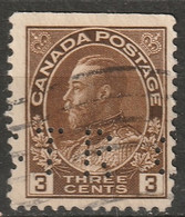 Canada 1918 Sc 108  Perfin "GTR" (Grand Trunk Railway) Used - Perforés