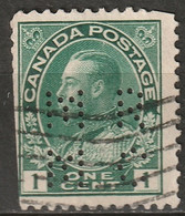 Canada 1911 Sc 104  Perfin "MR/MC" (Montreal Rolling Mills) Used Trimmed - Perforés