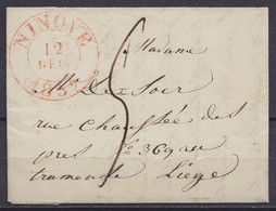 L. Datée 10 Décembre 1839 Càd NINOVE /12 DEC 1839 Pour LIEGE - Port "5" (au Dos: Càd Arrivée LIEGE) - 1830-1849 (Independent Belgium)
