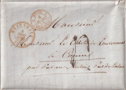 1854 - ENTREE BELGIQUE Par VALENCIENNES 3 - LETTRE De QUIEVRAIN SUP ! => COUIN PRES De PAS EN ARTOIS - Marques D'entrées