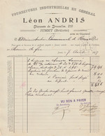 Facture - Léon Andris - Fournitures Industrielles - Jumet ( Brûlotte ) - 1909 ( 7 ) - Straßenhandel Und Kleingewerbe