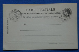W4 MADAGASCAR BELLE CARTE CORPS EXPEDITIONNAIRE RARE 1900 NON VOYAGEE+ AFFRANCHI. PLAISANT - Covers & Documents