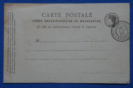 W4 MADAGASCAR BELLE CARTE CORPS EXPEDITIONNAIRE RARE 1900 NON VOYAGEE+ AFFRANCHI. PLAISANT - Lettres & Documents