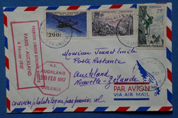 W4 FRANCE  BELLE LETTRE    1957   1ERE LIAISON PARIS AUCKLAND  + AFFRANCH. PLAISANT - 1927-1959 Cartas & Documentos