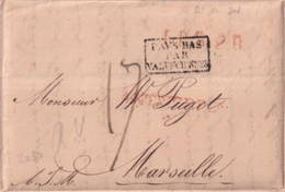 1824 - BELGIQUE - ENTREE PAYS-BAS Par VALENCIENNES - LETTRE De ANVERS MARQUE LINEAIRE "ANTWERPEN" => MARSEILLE - Marques D'entrées