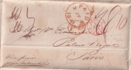 1841 - GB - ENTREE ANGLETERRE Par CALAIS 2 ROUGE - LETTRE PORT PAYE JUSQU'A DESTINATION ! De LONDRES => PARIS - Entry Postmarks