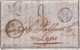 1852 - GB - ENTREE ANGLETERRE Par BUREAU AMBULANT (AM.1) CALAIS 2 - LETTRE SUP ! De LONDRES => LYON - Entry Postmarks