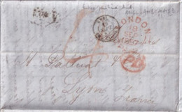 1857 - GB - ENTREE ANGLETERRE Par BUREAU AMBULANT CALAIS D - LETTRE PORT PAYE De LONDRES => LYON - Marques D'entrées