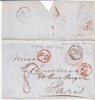 1858 - GB - ENTREE ANGLETERRE Par BUREAU AMBULANT CALAIS L - FRAGMENT De LETTRE PORT PAYE De LIVERPOOL => PARIS - Marques D'entrées