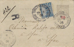 1911- Petite Carte-lettre RECC.  E P 10 / 5 C + 25 C Oblit. TUNIS BABSOUIKA - Lettres & Documents
