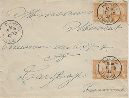 1922-enveloppe Affr. 2 Paires 5 C Oblit. DJERISSA  / TUNISIE - Briefe U. Dokumente