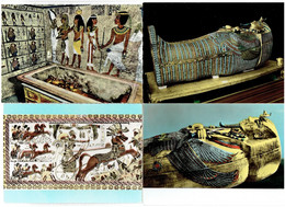 Lot 4 Cpm - Egypte - THEBES CAIRO - Tut Ankh Amun Chariot Singe Sarcophage - Musées