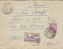 1933- Enveloppe RECC De TUNIS Pour Les Sables D'Olonne  Affr. 1,75 F - Lettres & Documents