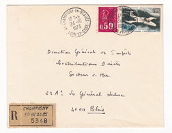 Lettre Recommandée 1973 Champigny En Beauce Loir Et Cher Pour Blois Poste Aérienne MS 760 Henri Hourtoule - 1960-.... Gebraucht