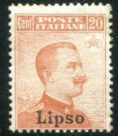 EGEO LIPSO 1921-22  20 C. SASSONE N. 9  ** MNH - Egeo (Lipso)