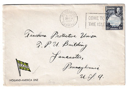 Holland America Line Company Letter Cover Posted 1937 St. Georges Pmk  B210710 - Bermuda
