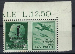 PROPAGANDA DI GUERRA  SASS. 27k - REPUBBLICA SOOIALE INVECE DI REPUBBLICA SOCIALE- MNH ** NUOVO GOMMA INTEGRA - VARIETA' - Propaganda Di Guerra