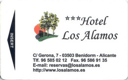 Hotel Los Alamos Benidorm- 121- --key Card, Room Key, Schlusselkarte, Hotelkarte - Cartes D'hotel