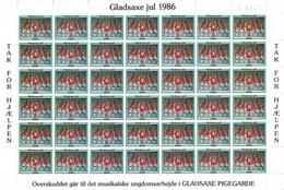 Denmark; Local Christmas Seals - Drum Majorettes Gladsaxe1986;  Full Sheet MNH(**), Not Folded, - Fogli Completi