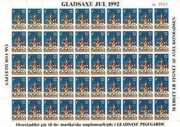 Denmark; Local Christmas Seals - Drum Majorettes Gladsaxe1992;  Full Sheet MNH(**), Not Folded, - Full Sheets & Multiples